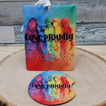 Love Proudly Car Freshener and Car Coasters