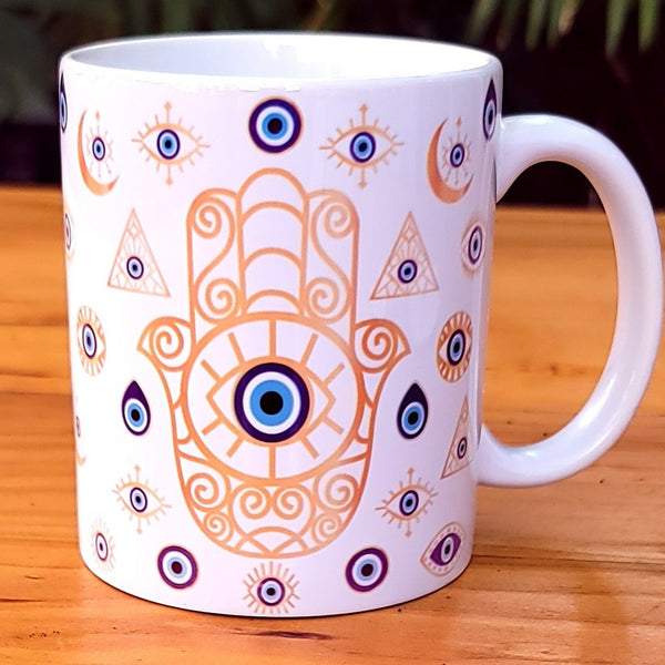 Gold Hamsa Evil Eye Mug